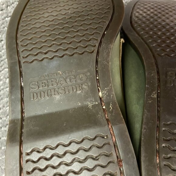 Filson Segago Docksides Shoes Mens 8 W Brown Green Boat Leather Canvas Tin Cloth - Picture 10 of 15